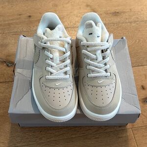 Kids Neutral Beige Casual Sneakers with Plush Tongue